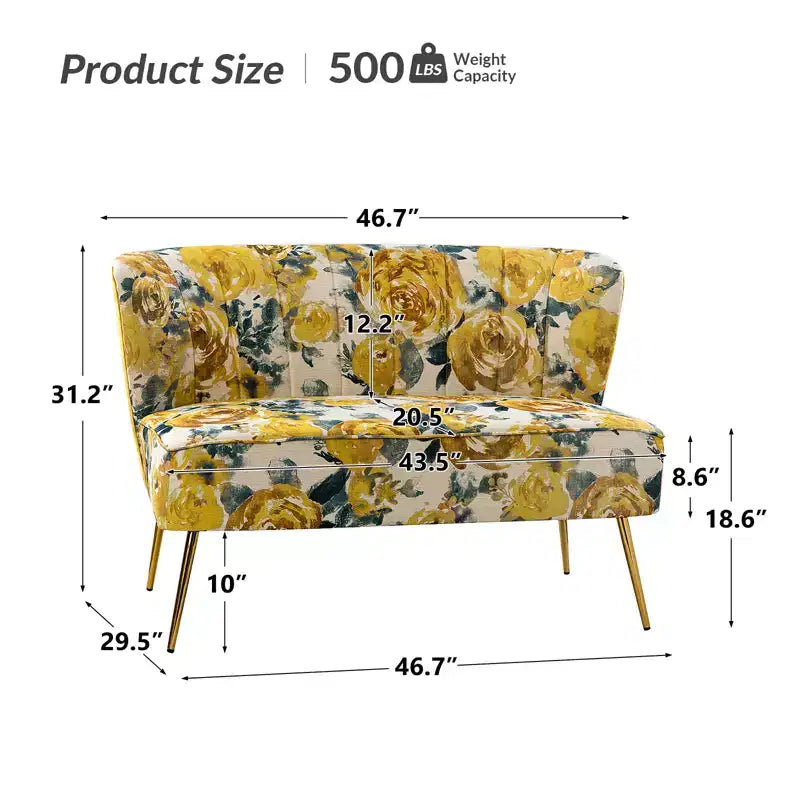 Trento 47 Contemporary Loveseat with Floral Patterns| ART OF LIVING DESIGNS