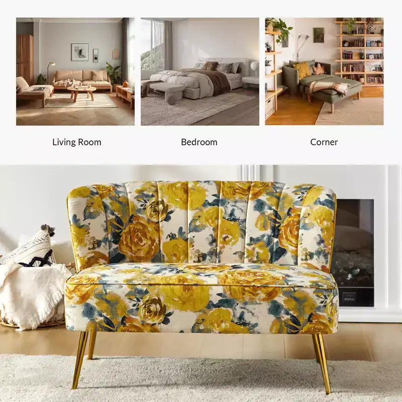 Trento 47 Contemporary Loveseat with Floral Patterns| ART OF LIVING DESIGNS