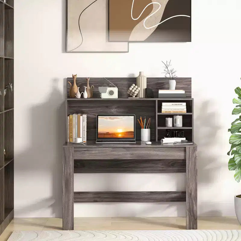Costway Computer Desk Wooden Writing Desk Modern Home Office Workstation PC Laptop Table for Small Space