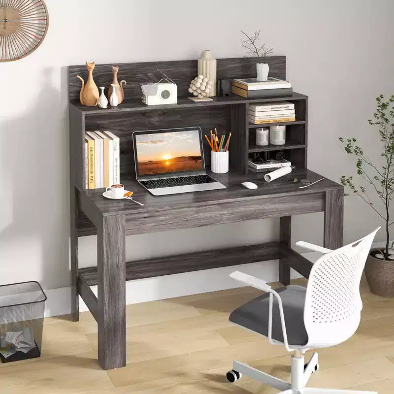 Costway Computer Desk Wooden Writing Desk Modern Home Office Workstation PC Laptop Table for Small Space