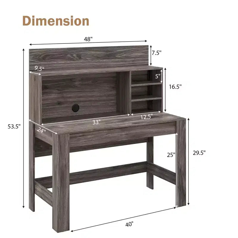 Costway Computer Desk Wooden Writing Desk Modern Home Office Workstation PC Laptop Table for Small Space