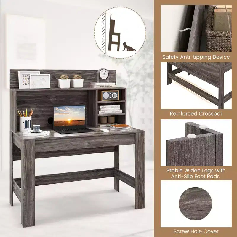 Costway Computer Desk Wooden Writing Desk Modern Home Office Workstation PC Laptop Table for Small Space