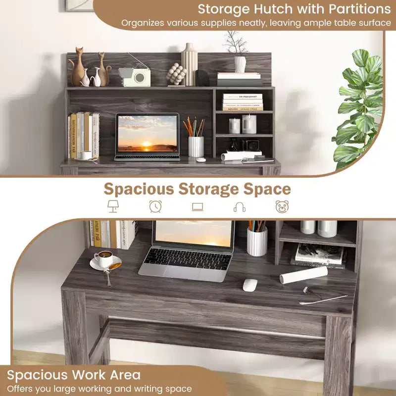 Costway Computer Desk Wooden Writing Desk Modern Home Office Workstation PC Laptop Table for Small Space