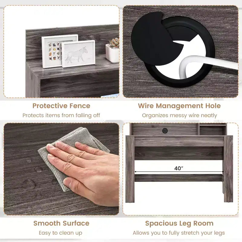 Costway Computer Desk Wooden Writing Desk Modern Home Office Workstation PC Laptop Table for Small Space