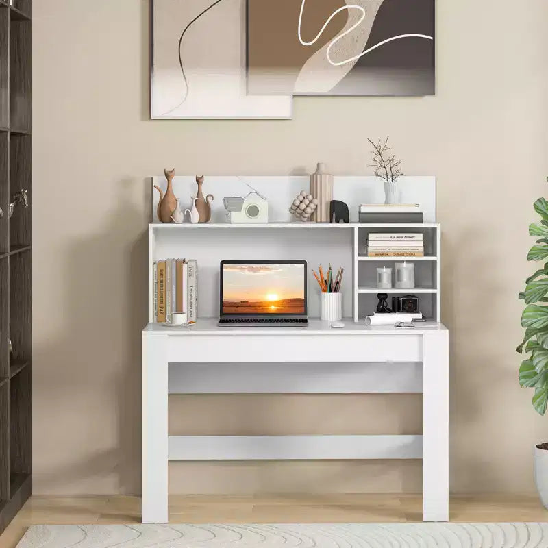Costway Computer Desk Wooden Writing Desk Modern Home Office Workstation PC Laptop Table for Small Space