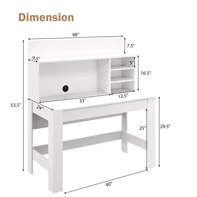 Costway Computer Desk Wooden Writing Desk Modern Home Office Workstation PC Laptop Table for Small Space