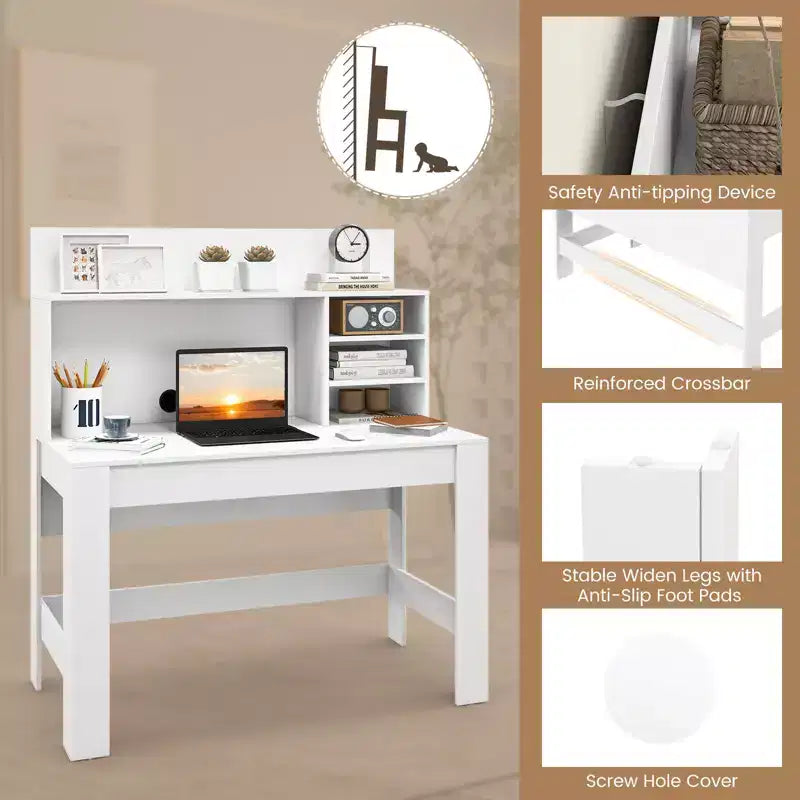 Costway Computer Desk Wooden Writing Desk Modern Home Office Workstation PC Laptop Table for Small Space