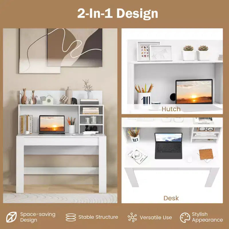Costway Computer Desk Wooden Writing Desk Modern Home Office Workstation PC Laptop Table for Small Space