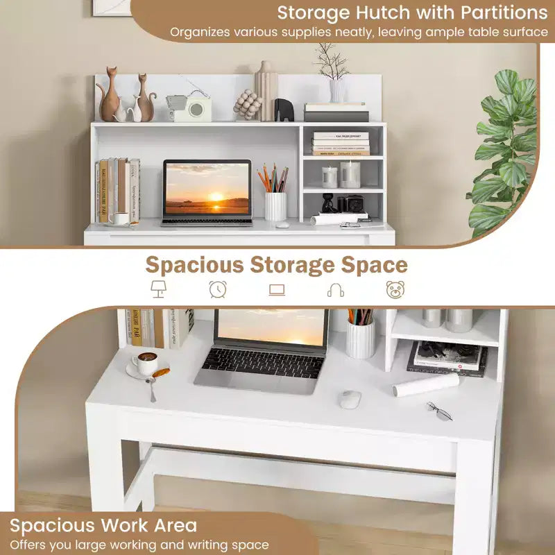 Costway Computer Desk Wooden Writing Desk Modern Home Office Workstation PC Laptop Table for Small Space