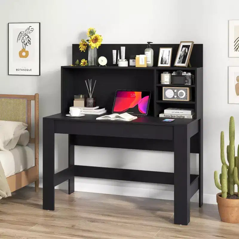 Costway Computer Desk Wooden Writing Desk Modern Home Office Workstation PC Laptop Table for Small Space