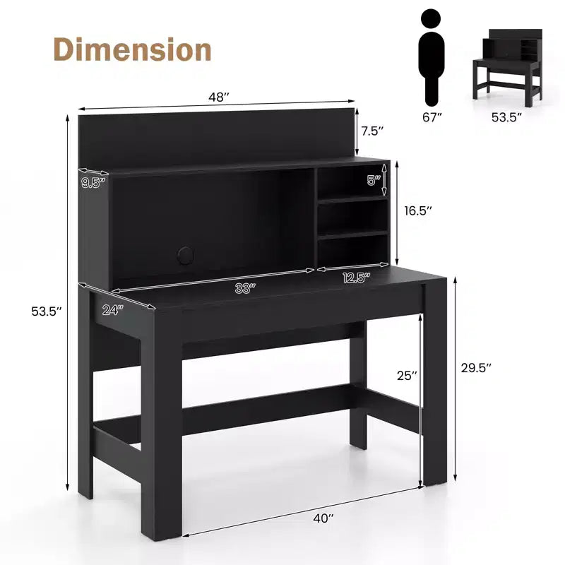Costway Computer Desk Wooden Writing Desk Modern Home Office Workstation PC Laptop Table for Small Space
