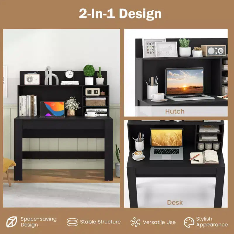 Costway Computer Desk Wooden Writing Desk Modern Home Office Workstation PC Laptop Table for Small Space