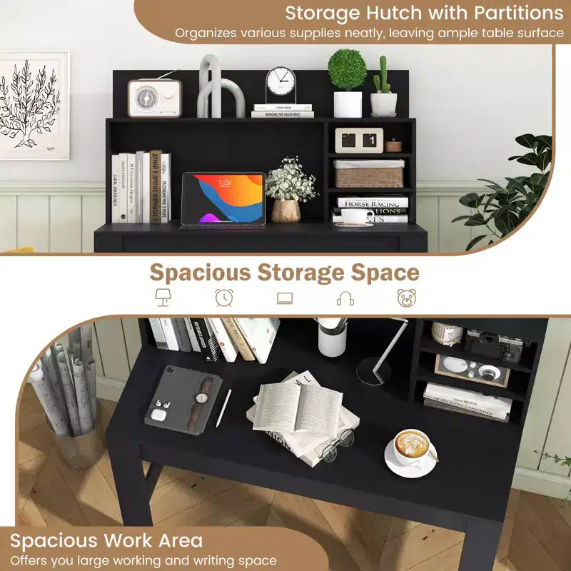 Costway Computer Desk Wooden Writing Desk Modern Home Office Workstation PC Laptop Table for Small Space