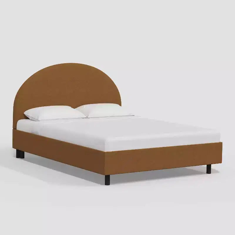 Adaline Upholstered Platform Bed with Arched Headboard in Textured Linen - Threshold