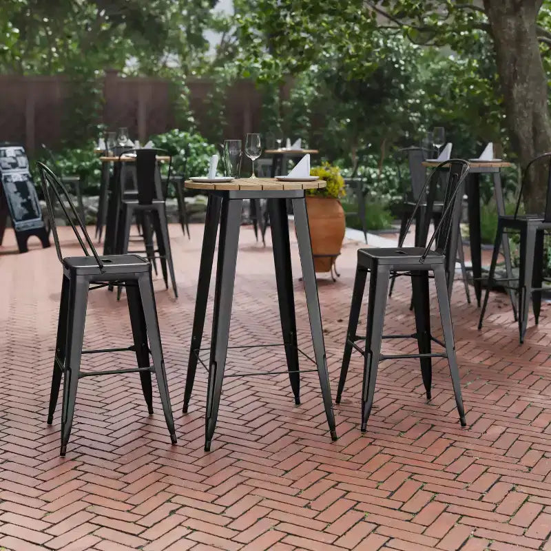 Flash Furniture Declan Commercial Indoor/Outdoor Bar Top Table, 23.75 Round All Weather Poly Resin Top with Steel base