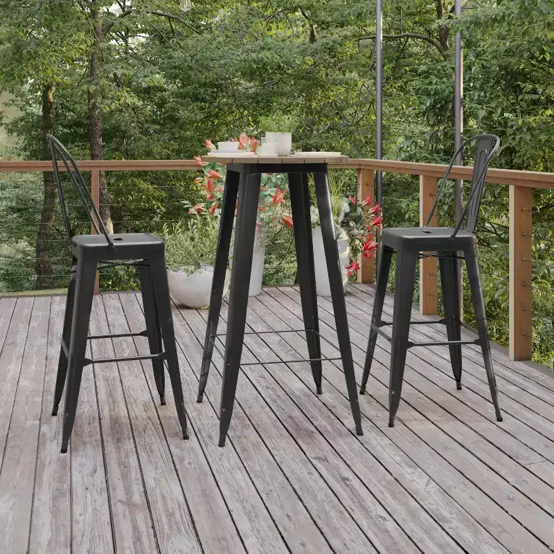 Flash Furniture Declan Commercial Indoor/Outdoor Bar Top Table, 23.75 Round All Weather Poly Resin Top with Steel base