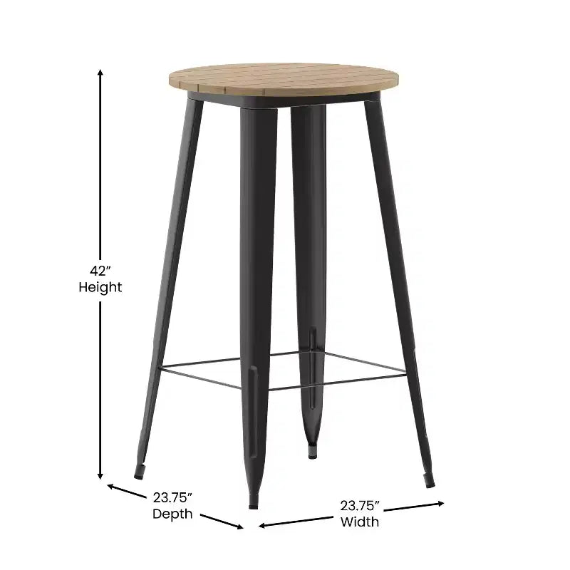 Flash Furniture Declan Commercial Indoor/Outdoor Bar Top Table, 23.75 Round All Weather Poly Resin Top with Steel base