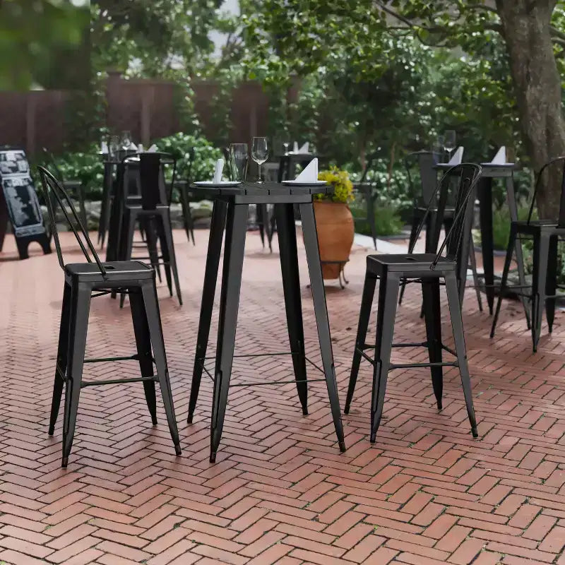 Flash Furniture Declan Commercial Indoor/Outdoor Bar Top Table, 23.75 Round All Weather Poly Resin Top with Steel base