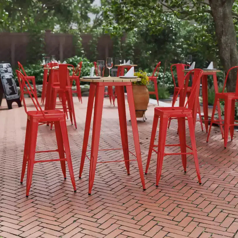 Flash Furniture Declan Commercial Indoor/Outdoor Bar Top Table, 23.75 Round All Weather Poly Resin Top with Steel base