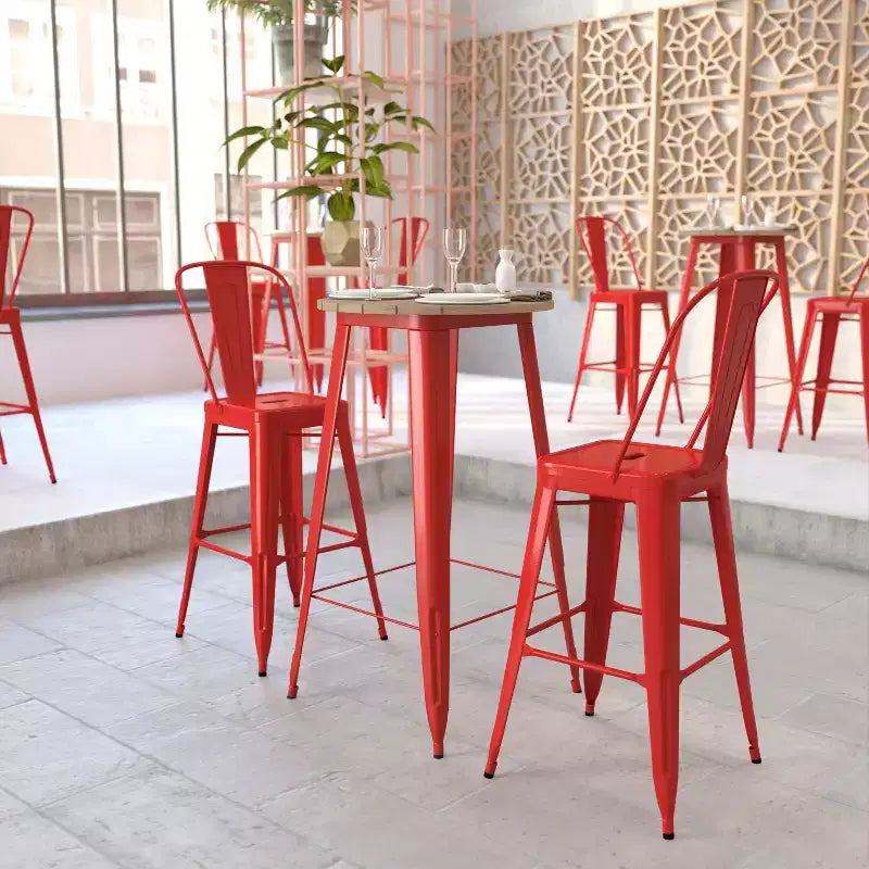 Flash Furniture Declan Commercial Indoor/Outdoor Bar Top Table, 23.75 Round All Weather Poly Resin Top with Steel base