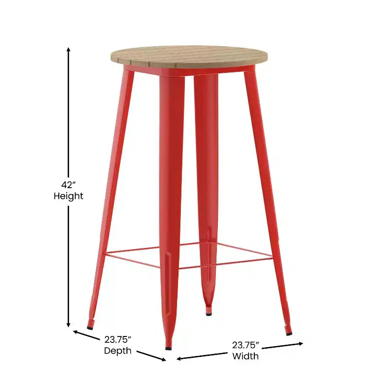 Flash Furniture Declan Commercial Indoor/Outdoor Bar Top Table, 23.75 Round All Weather Poly Resin Top with Steel base