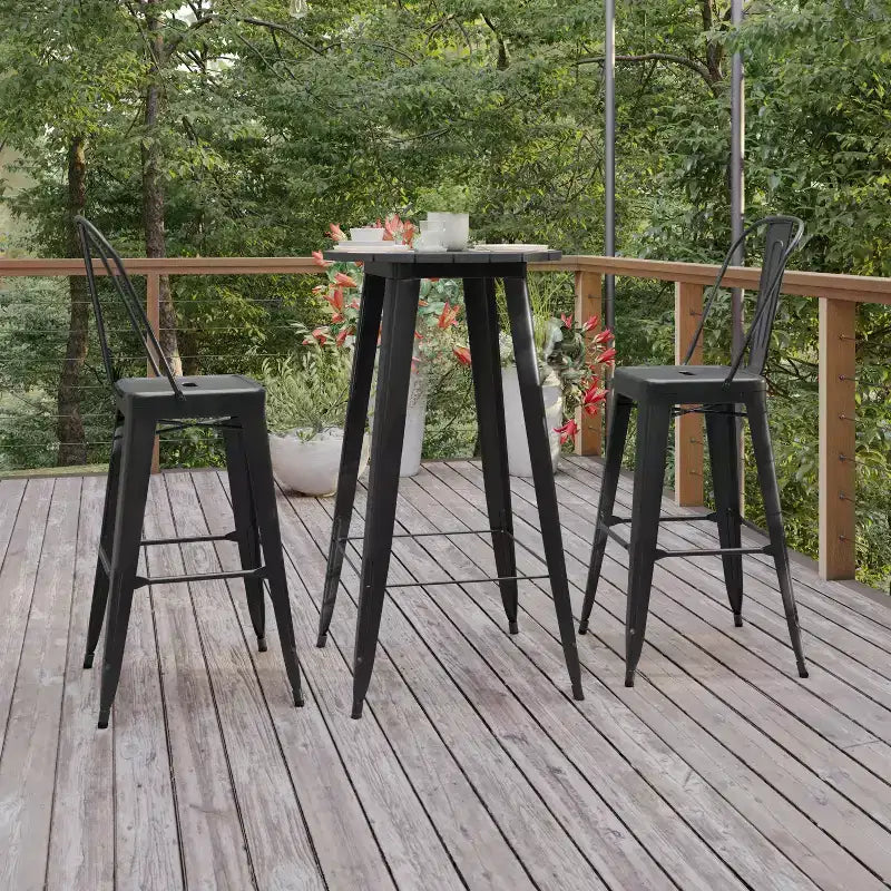 Flash Furniture Declan Commercial Indoor/Outdoor Bar Top Table, 23.75 Round All Weather Poly Resin Top with Steel base