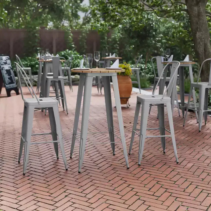 Flash Furniture Declan Commercial Indoor/Outdoor Bar Top Table, 23.75 Round All Weather Poly Resin Top with Steel base