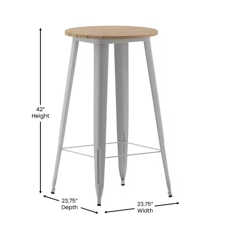 Flash Furniture Declan Commercial Indoor/Outdoor Bar Top Table, 23.75 Round All Weather Poly Resin Top with Steel base