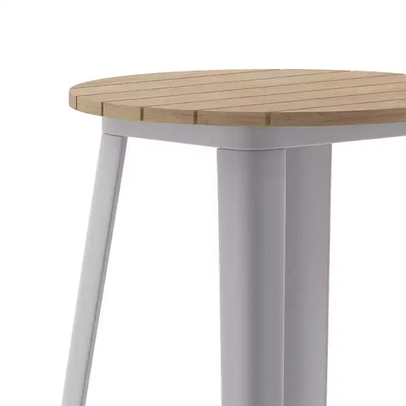 Flash Furniture Declan Commercial Indoor/Outdoor Bar Top Table, 23.75 Round All Weather Poly Resin Top with Steel base