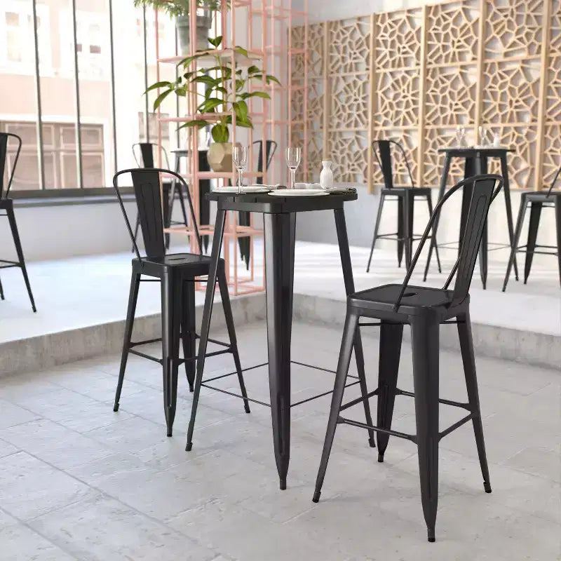 Flash Furniture Declan Commercial Indoor/Outdoor Bar Top Table, 23.75 Round All Weather Poly Resin Top with Steel base
