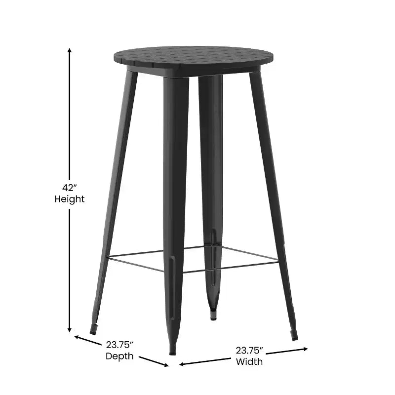 Flash Furniture Declan Commercial Indoor/Outdoor Bar Top Table, 23.75 Round All Weather Poly Resin Top with Steel base