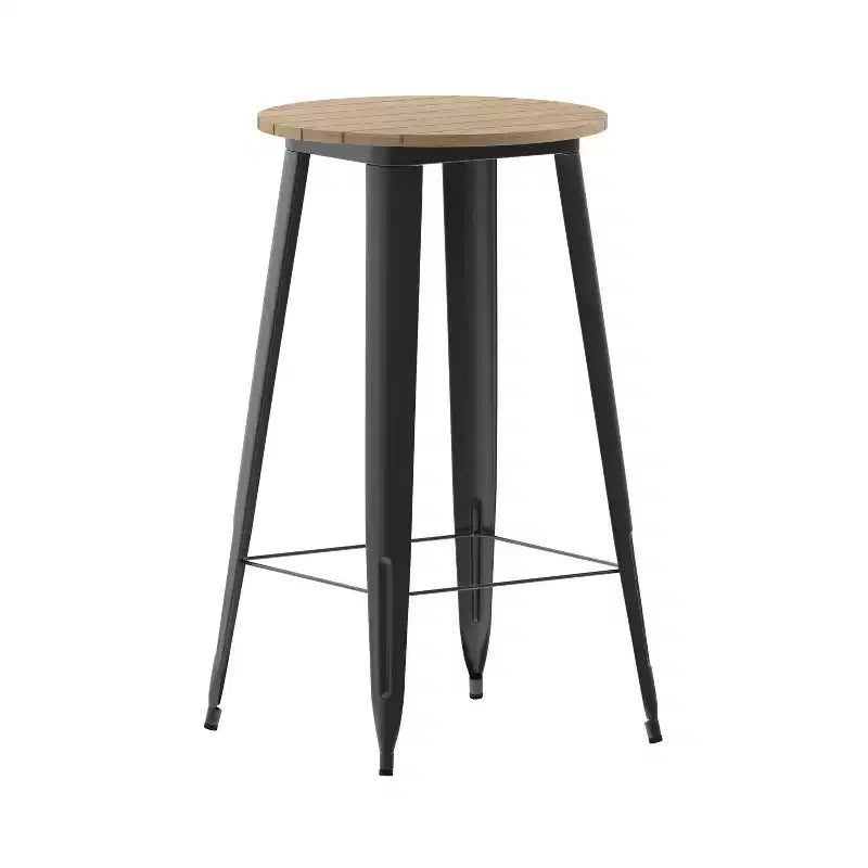 Flash Furniture Declan Commercial Indoor/Outdoor Bar Top Table, 23.75 Round All Weather Poly Resin Top with Steel base
