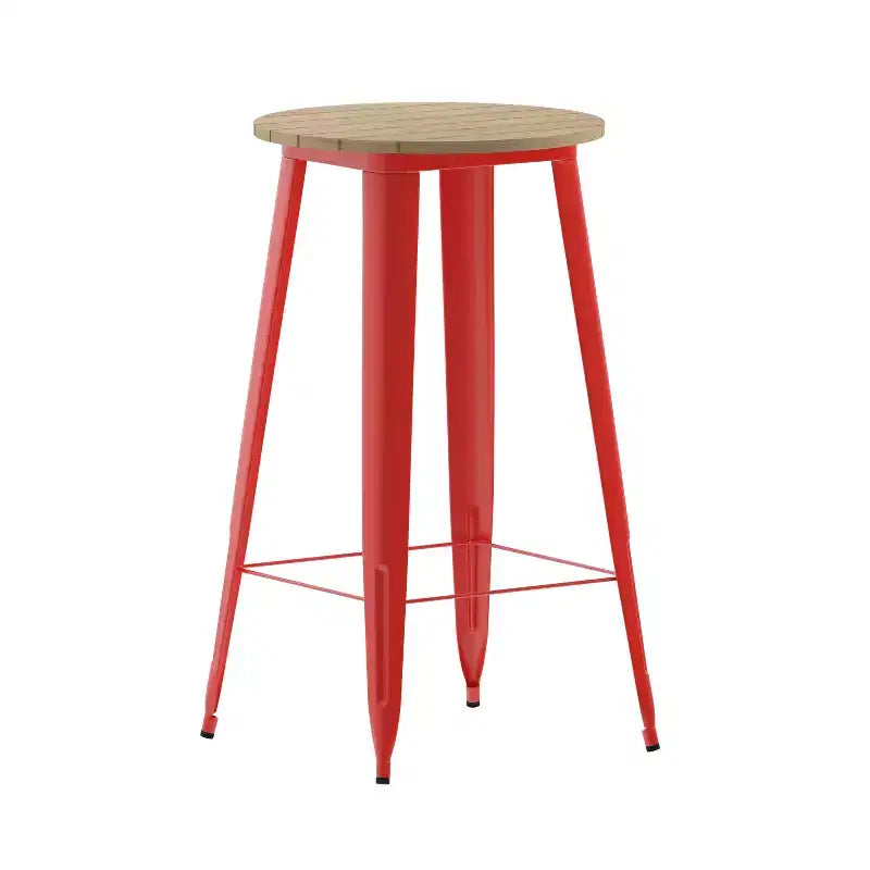 Flash Furniture Declan Commercial Indoor/Outdoor Bar Top Table, 23.75 Round All Weather Poly Resin Top with Steel base