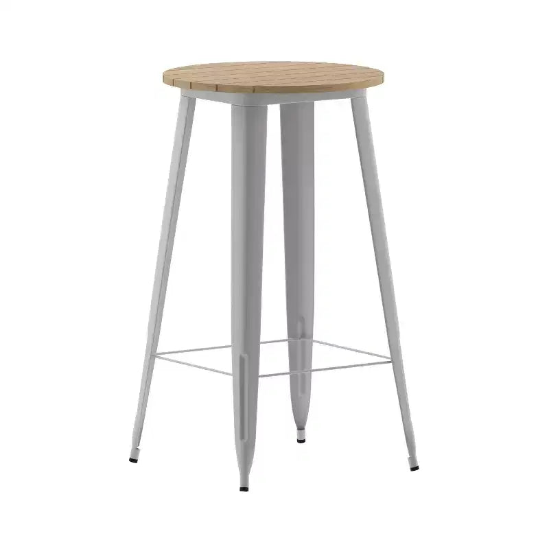 Flash Furniture Declan Commercial Indoor/Outdoor Bar Top Table, 23.75 Round All Weather Poly Resin Top with Steel base