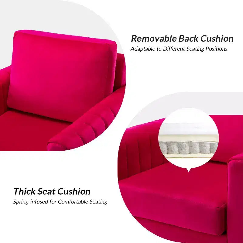 Iapygia Contemporary Tufted Wooden Upholstered Club Chair with Metal Legs for Bedroom and Living Room Club Chair| ART OF LIVING DESIGNS