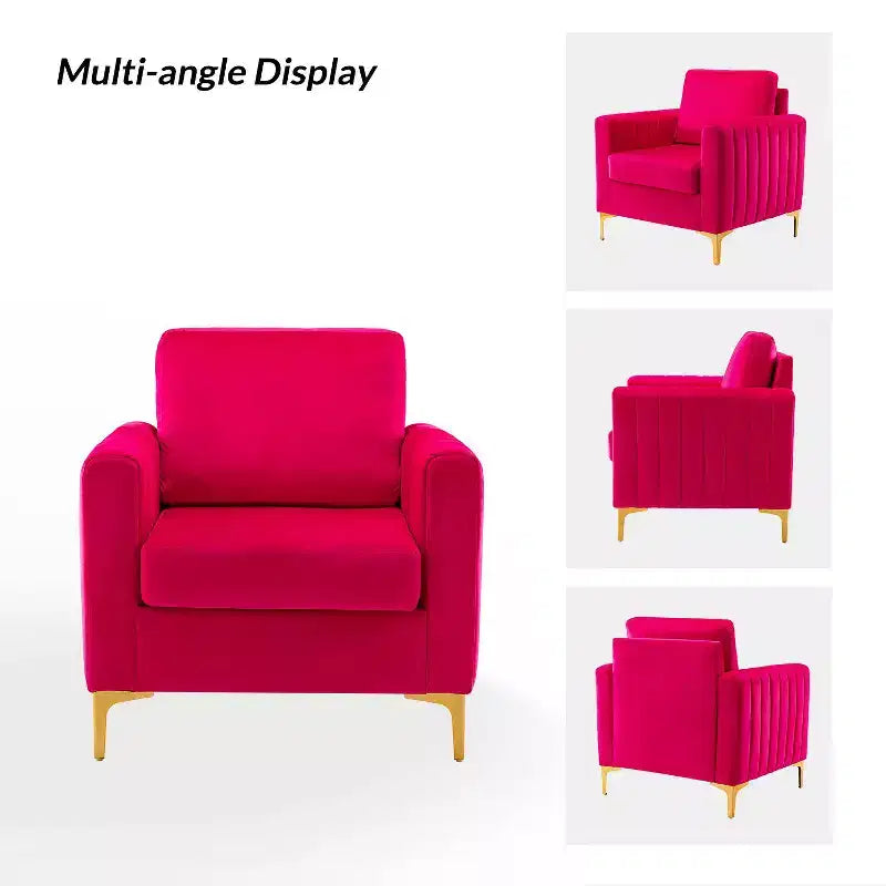 Iapygia Contemporary Tufted Wooden Upholstered Club Chair with Metal Legs for Bedroom and Living Room Club Chair| ART OF LIVING DESIGNS