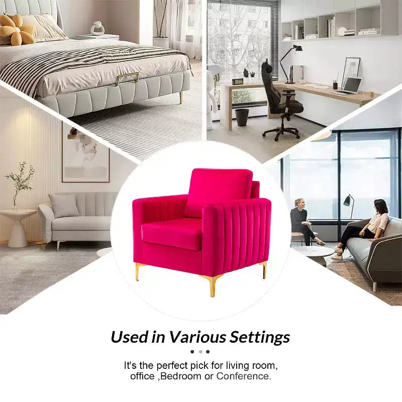 Iapygia Contemporary Tufted Wooden Upholstered Club Chair with Metal Legs for Bedroom and Living Room Club Chair| ART OF LIVING DESIGNS