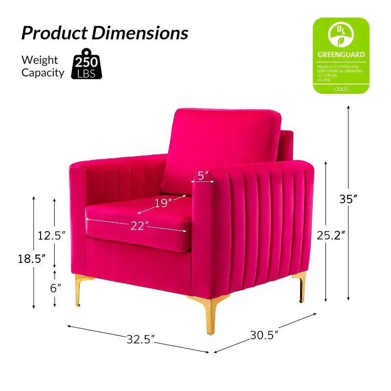 Iapygia Contemporary Tufted Wooden Upholstered Club Chair with Metal Legs for Bedroom and Living Room Club Chair| ART OF LIVING DESIGNS