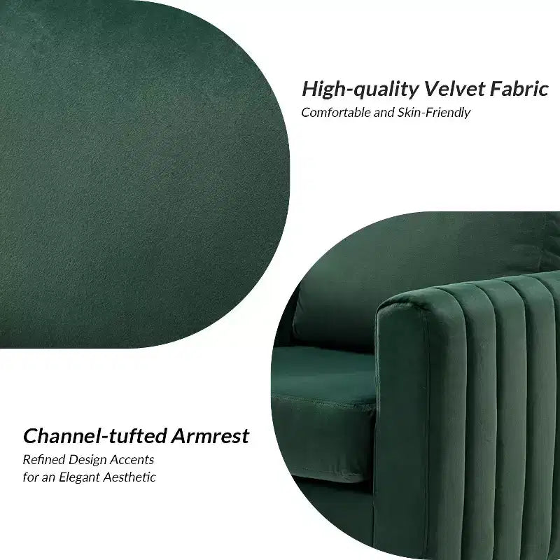 Iapygia Contemporary Tufted Wooden Upholstered Club Chair with Metal Legs for Bedroom and Living Room Club Chair| ART OF LIVING DESIGNS