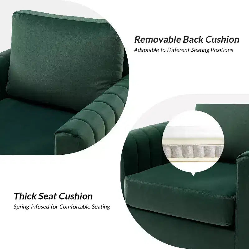 Iapygia Contemporary Tufted Wooden Upholstered Club Chair with Metal Legs for Bedroom and Living Room Club Chair| ART OF LIVING DESIGNS