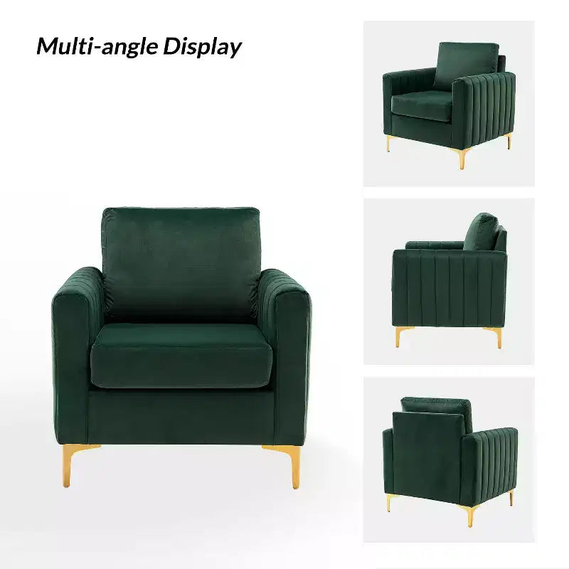 Iapygia Contemporary Tufted Wooden Upholstered Club Chair with Metal Legs for Bedroom and Living Room Club Chair| ART OF LIVING DESIGNS