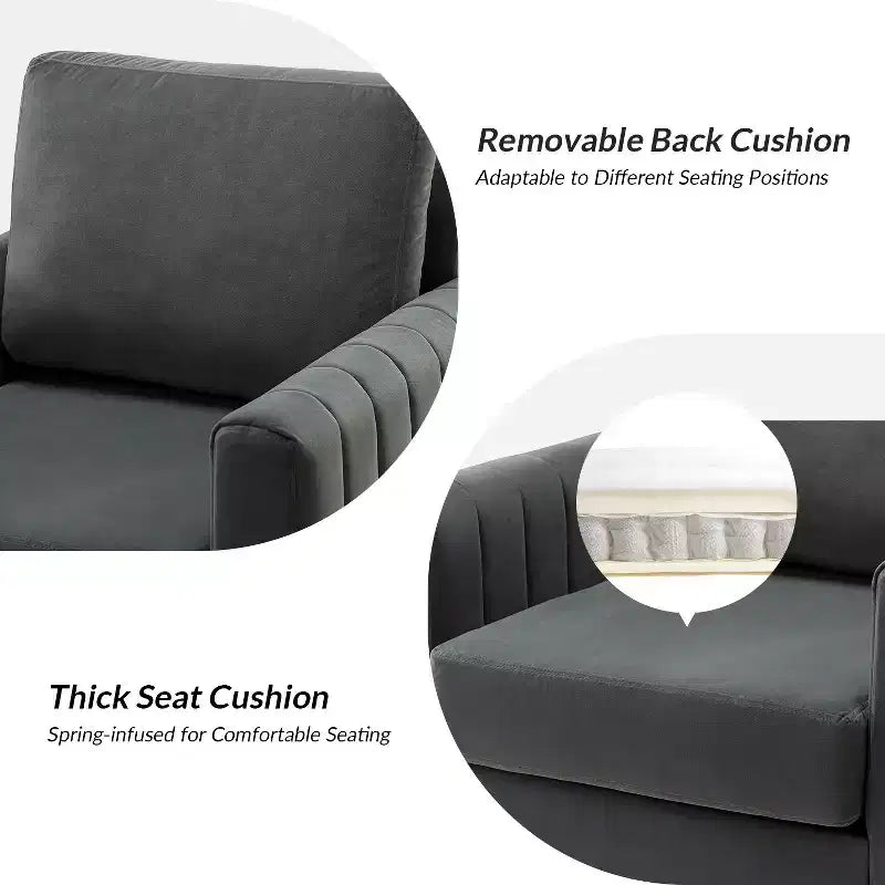 Iapygia Contemporary Tufted Wooden Upholstered Club Chair with Metal Legs for Bedroom and Living Room Club Chair| ART OF LIVING DESIGNS