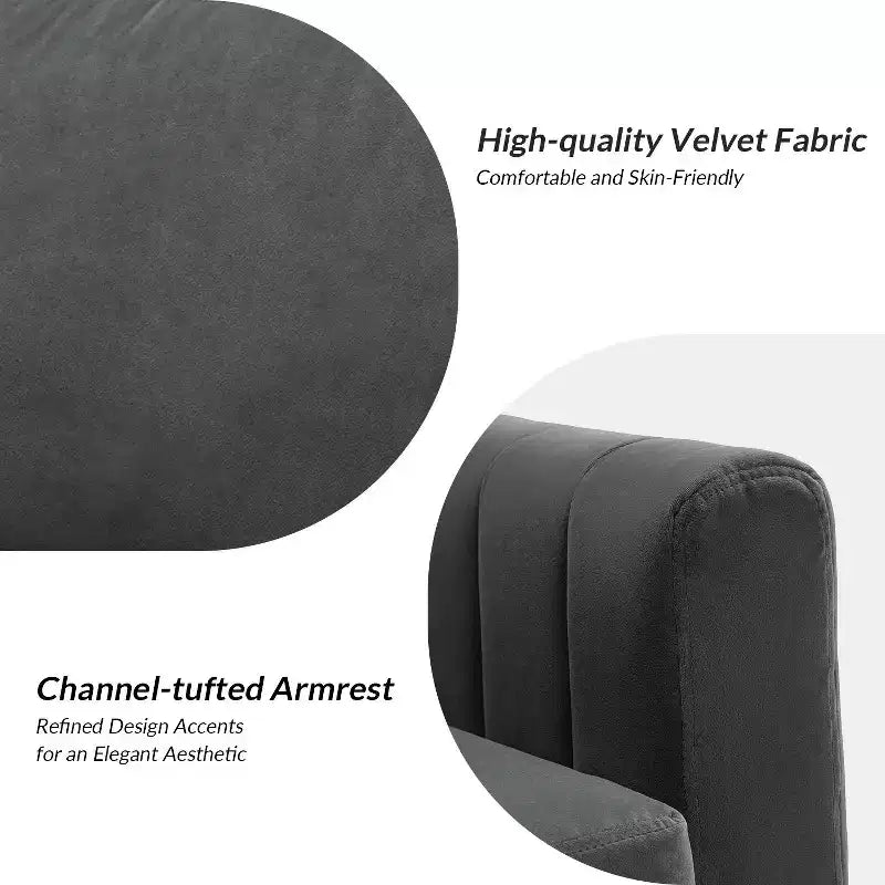 Iapygia Contemporary Tufted Wooden Upholstered Club Chair with Metal Legs for Bedroom and Living Room Club Chair| ART OF LIVING DESIGNS