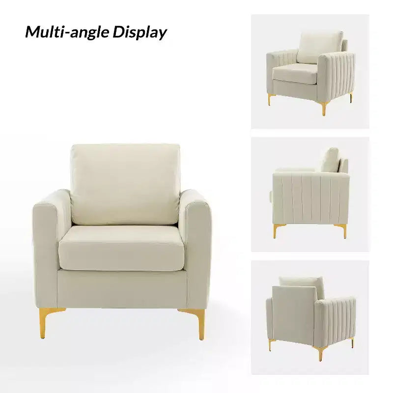 Iapygia Contemporary Tufted Wooden Upholstered Club Chair with Metal Legs for Bedroom and Living Room Club Chair| ART OF LIVING DESIGNS