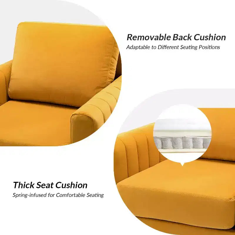 Iapygia Contemporary Tufted Wooden Upholstered Club Chair with Metal Legs for Bedroom and Living Room Club Chair| ART OF LIVING DESIGNS