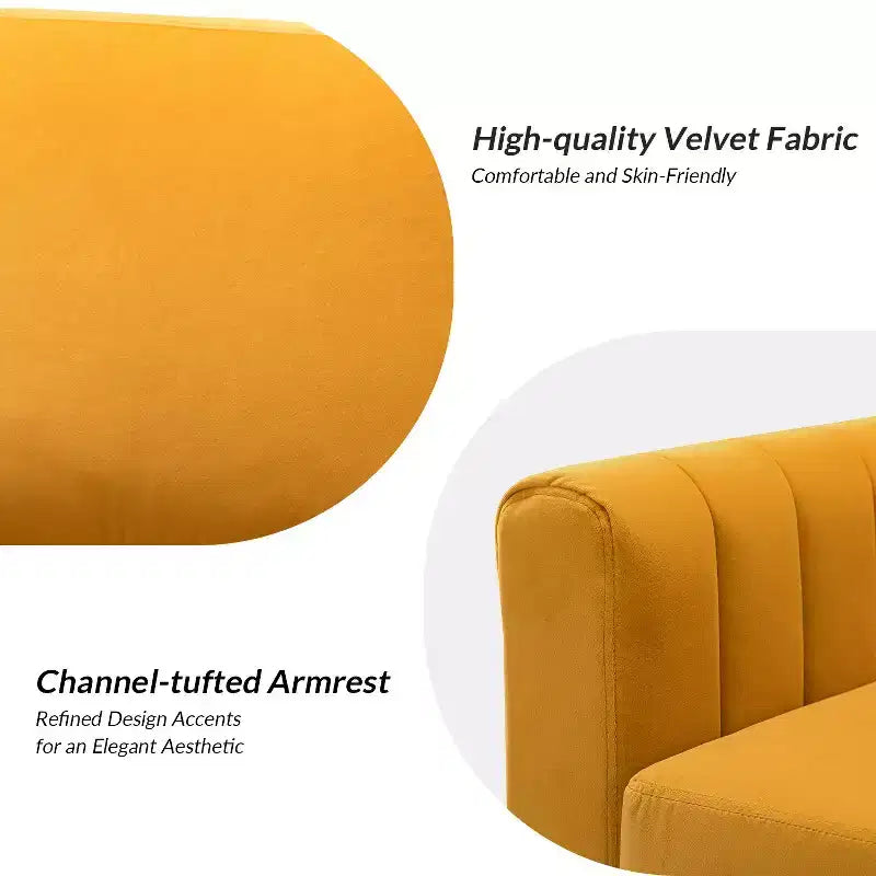Iapygia Contemporary Tufted Wooden Upholstered Club Chair with Metal Legs for Bedroom and Living Room Club Chair| ART OF LIVING DESIGNS