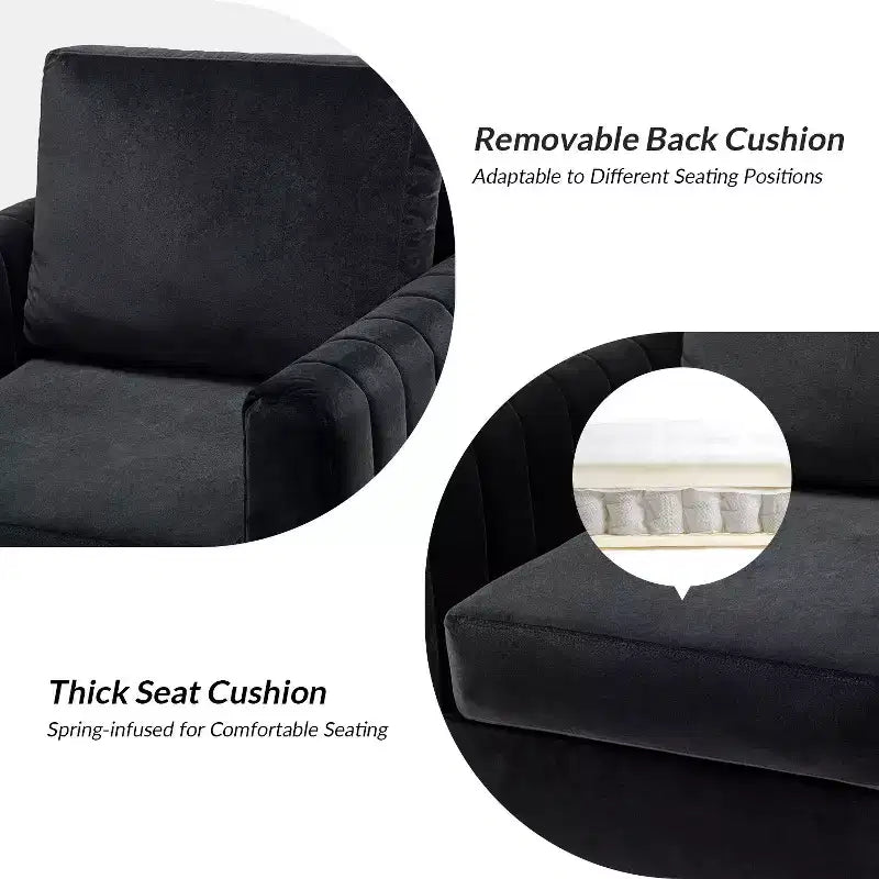 Iapygia Contemporary Tufted Wooden Upholstered Club Chair with Metal Legs for Bedroom and Living Room Club Chair| ART OF LIVING DESIGNS