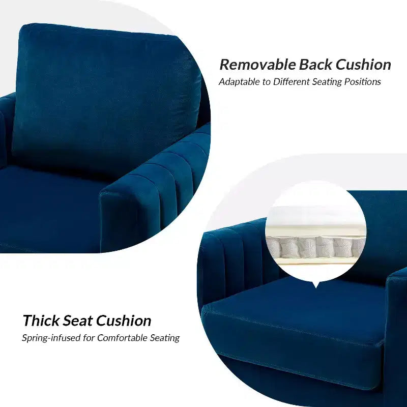 Iapygia Contemporary Tufted Wooden Upholstered Club Chair with Metal Legs for Bedroom and Living Room Club Chair| ART OF LIVING DESIGNS