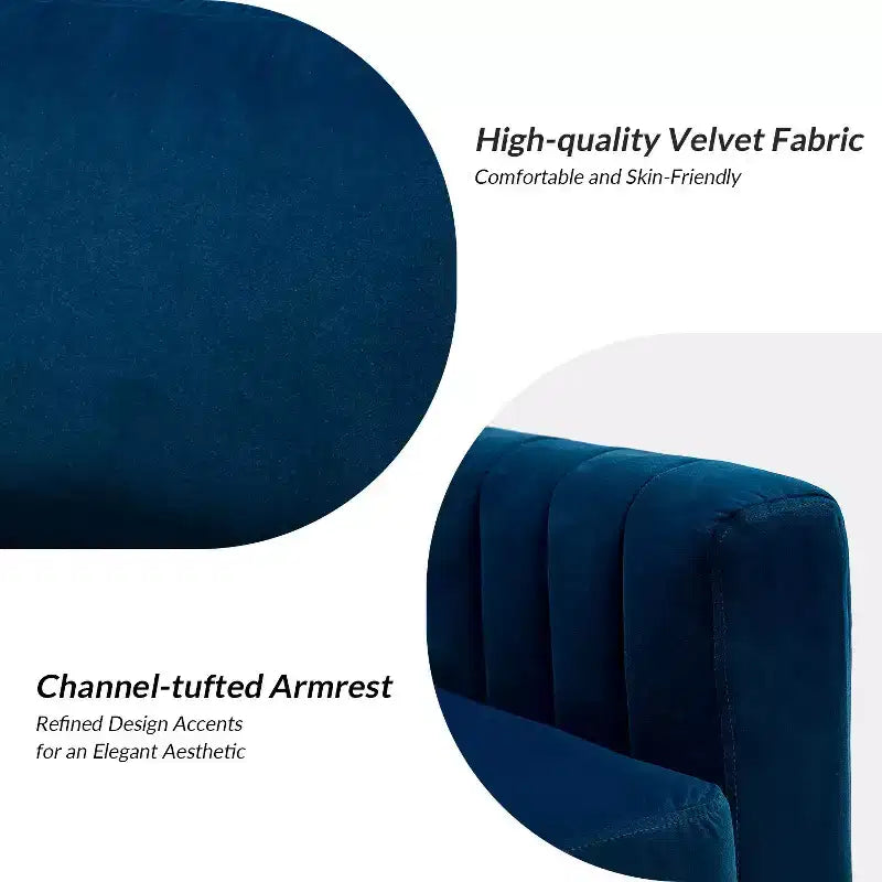Iapygia Contemporary Tufted Wooden Upholstered Club Chair with Metal Legs for Bedroom and Living Room Club Chair| ART OF LIVING DESIGNS