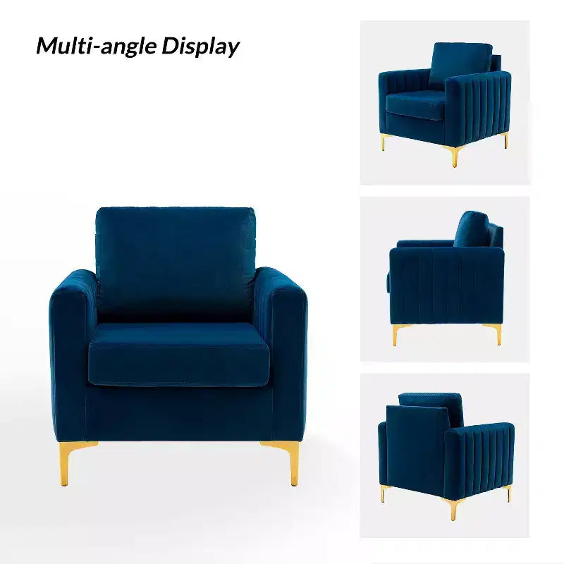 Iapygia Contemporary Tufted Wooden Upholstered Club Chair with Metal Legs for Bedroom and Living Room Club Chair| ART OF LIVING DESIGNS
